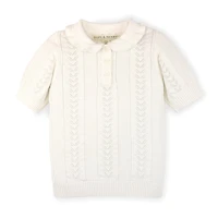 Hope & Henry Girls Organic Cotton Short Sleeve Peter Pan Collar Sweater Polo