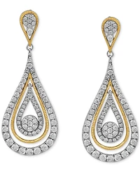 Diamond Teardrop Orbital Drop Earrings (2 ct. t.w.) in 10k Two-Tone Gold