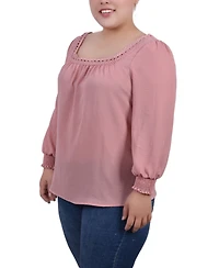 Ny Collection Plus Long Sleeve Square Neck Blouse