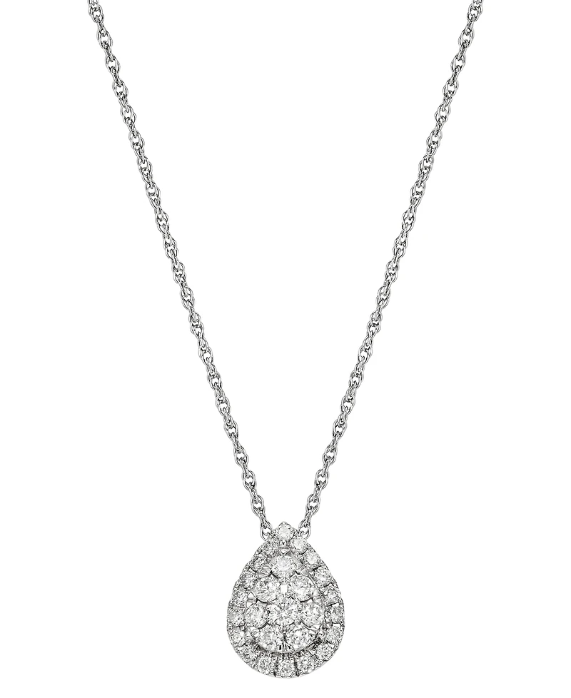 Forever Grown Diamonds Lab-Created Diamond Teardrop Halo Cluster Pendant Necklace (3/8 ct. t.w.) in Sterling Silver, 16" + 2" extender