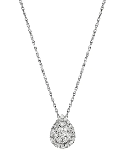Forever Grown Diamonds Lab-Created Diamond Teardrop Halo Cluster Pendant Necklace (3/8 ct. t.w.) in Sterling Silver, 16" + 2" extender