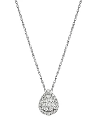 Forever Grown Diamonds Lab-Created Diamond Teardrop Halo Cluster Pendant Necklace (3/8 ct. t.w.) in Sterling Silver, 16" + 2" extender