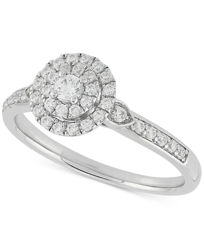 Forever Grown Diamonds Lab-Created Diamond Halo Cluster Ring (3/8 ct. t.w.) in Sterling Silver