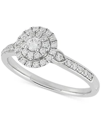 Forever Grown Diamonds Lab-Created Diamond Halo Cluster Ring (3/8 ct. t.w.) in Sterling Silver