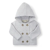 Hope & Henry Baby Long Sleeve Button Front Hooded Sweater