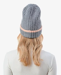 Marcus Adler Women's Stripe Cuff Ribbed Knit Beanie