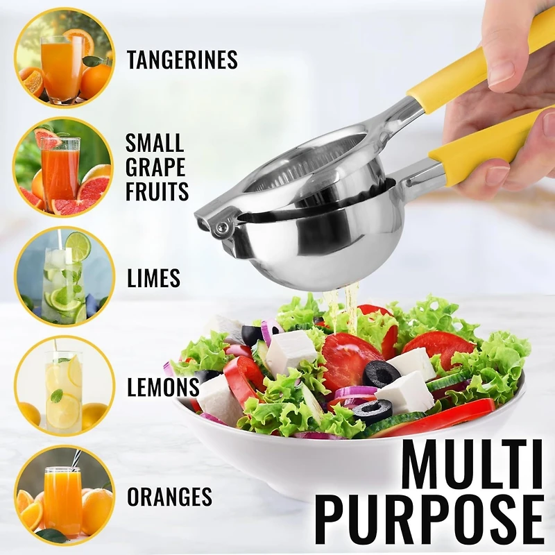 Lemon Squeezer Stainless Steel with Premium Heavy Duty Solid Metal Squeezer Bowl