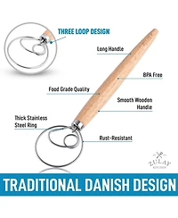 Zulay Kitchen Danish Dough Whisk Large Hand Mixer