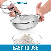 Premium Stainless Steel Fine Mesh Strainer Set - Strainers for Kitchen (Set of 3) with Non-slip Handles