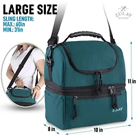 Insulated 2-Compartment Lunch Box Bag With Strap