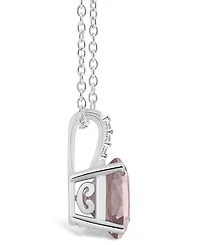 Macy's Women's Rose Quartz (1-3/ ct.t.w.) and Diamond Accent Pendant Necklace in Sterling Silver