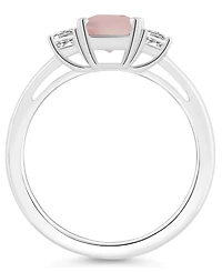 Macy's Women's Rose Quartz (1-3/5 ct.t.w.) and White Topaz (3/4 3-Stone Ring Sterling Silver