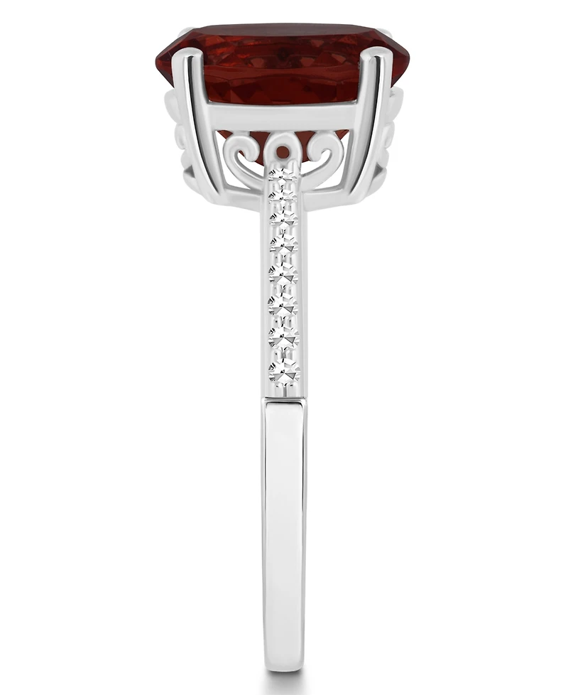 Macy's Women's Garnet (3-1/10 ct.t.w.) and Diamond (1/10 Ring Sterling Silver