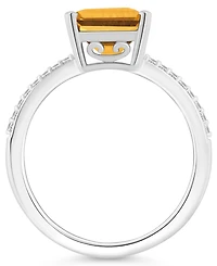 Macy's Women's Citrine (3-1/6 ct.t.w.) and Diamond (1/10 Ring Sterling Silver