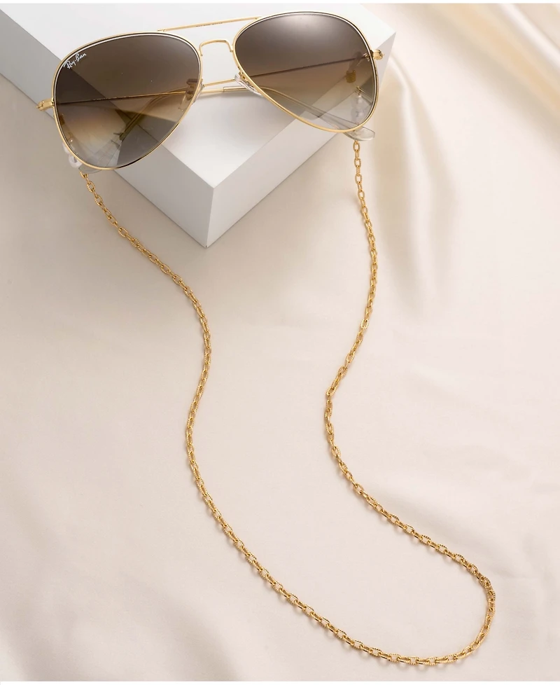 Ettika Women's 18k Gold Plated Wide Link Imitation Pearl Glasses Chain