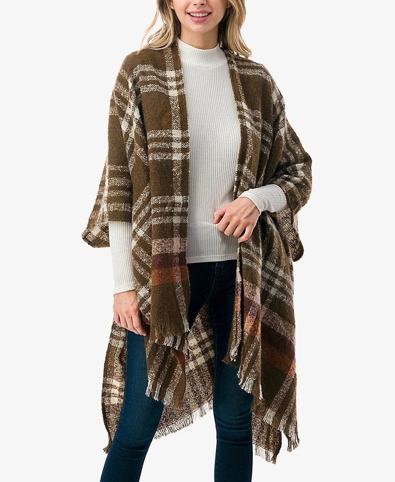 Marcus Adler Women's Plaid Poncho