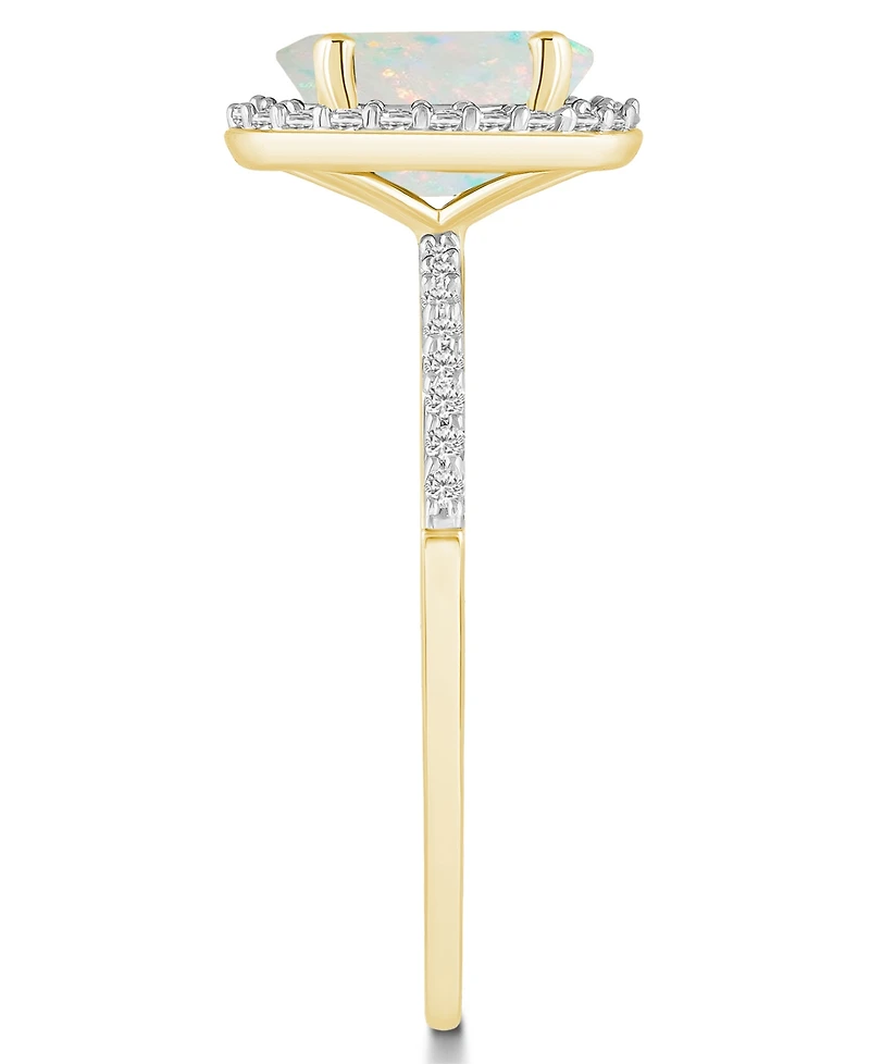 Macy's Lab-Grown Opal (1/2 ct. t.w.) and Sapphire (1/5 Halo Ring 10K Gold