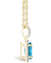 Macy's Topaz (1-3/5 ct. t.w.) and Lab Grown Sapphire (1/6 ct. t.w.) Halo Pendant Necklace in 10K Yellow Gold