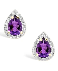 Amethyst (1-1/3 ct. t.w.) and Lab Grown Sapphire (1/5 ct. t.w.) Halo Studs in 10K Yellow Gold