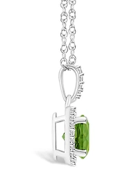 Macy's Peridot (1-1/2 ct. t.w.) and Lab Grown Sapphire (1/6 ct. t.w.) Halo Pendant Necklace in 10K White Gold