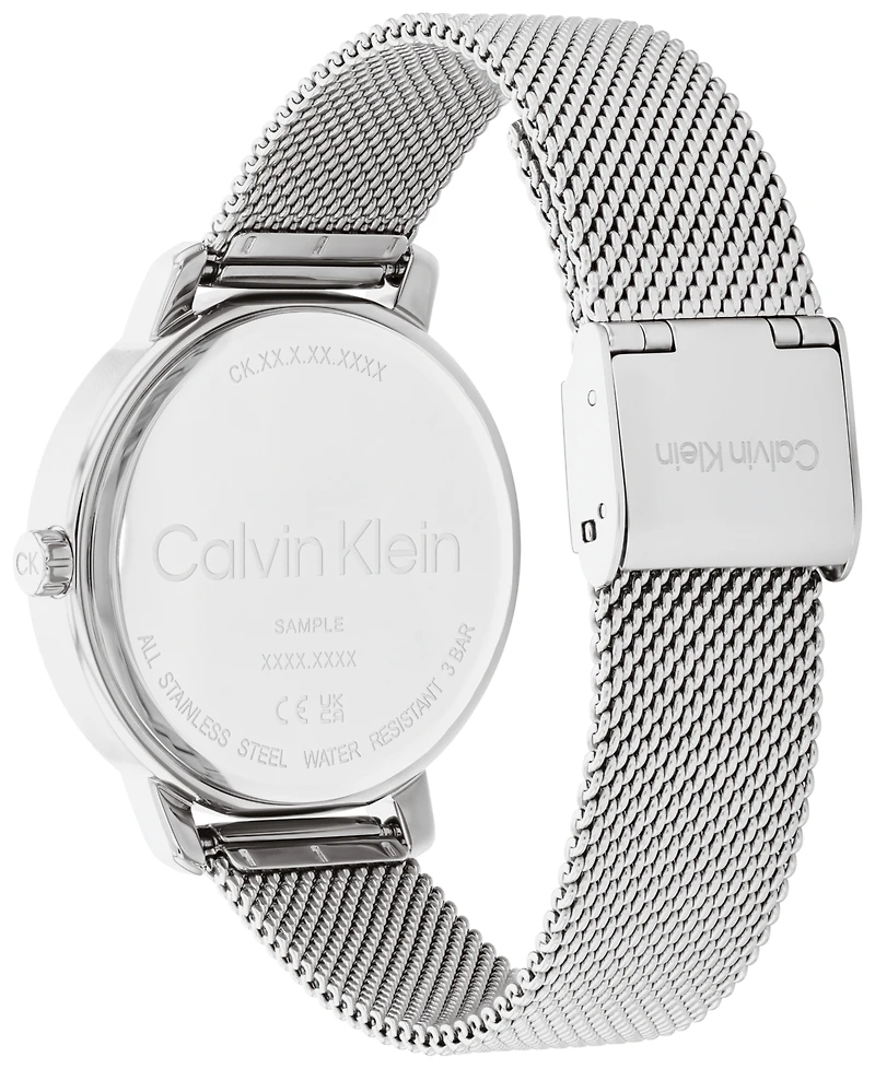 Calvin Klein Women's Silver-Tone Stainless Steel Mesh Bracelet Watch 34mm