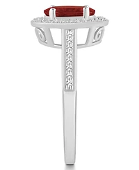 Macy's Garnet (1-1/2 ct. t.w.) and Diamond (1/5 Halo Ring Sterling Silver