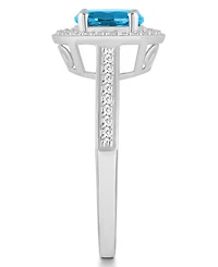 Macy's Blue Topaz (1-2/3 ct. t.w.) and Diamond (1/5 Halo Ring Sterling Silver