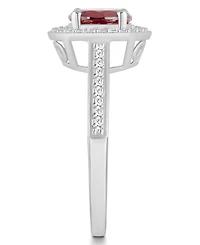 Macy's Garnet (1-2/3 ct. t.w.) and Diamond (1/5 Halo Ring Sterling Silver