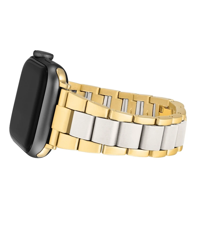 Anne Klein Women's Gold-Tone and White Tide Plastic Bracelet designed for Apple Watch 42mm (Series 1-3 only) & 44/45/46/49mm (Ultra & Ultra 2)