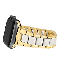 Anne Klein Women's Gold-Tone and White Tide Plastic Bracelet designed for Apple Watch 42mm (Series 1-3 only) & 44/45/46/49mm (Ultra & Ultra 2)