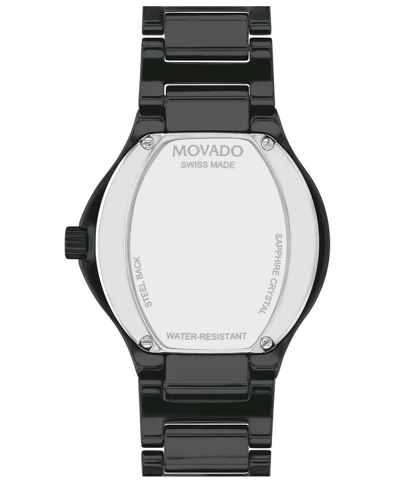 Movado Women's Se Swiss Quartz Black Ceramic Yellow Pvd Bracelet Watch 33mm