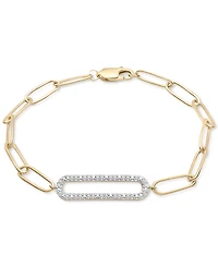 Diamond Elongated Pave Link Paperclip Link Bracelet (1/6 ct. t.w.) in 14k Gold-Plated Sterling Silver, Created for Macy's