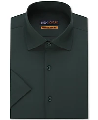 Suslo Couture Men's Slim Fit Performance Short Sleeves Solid Button Down Shirt