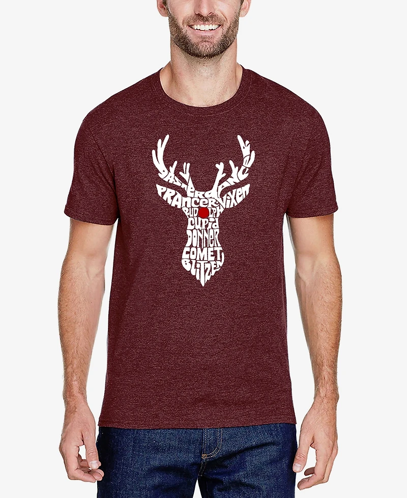 La Pop Art Men's Santa's Reindeer Premium Blend Word T-shirt