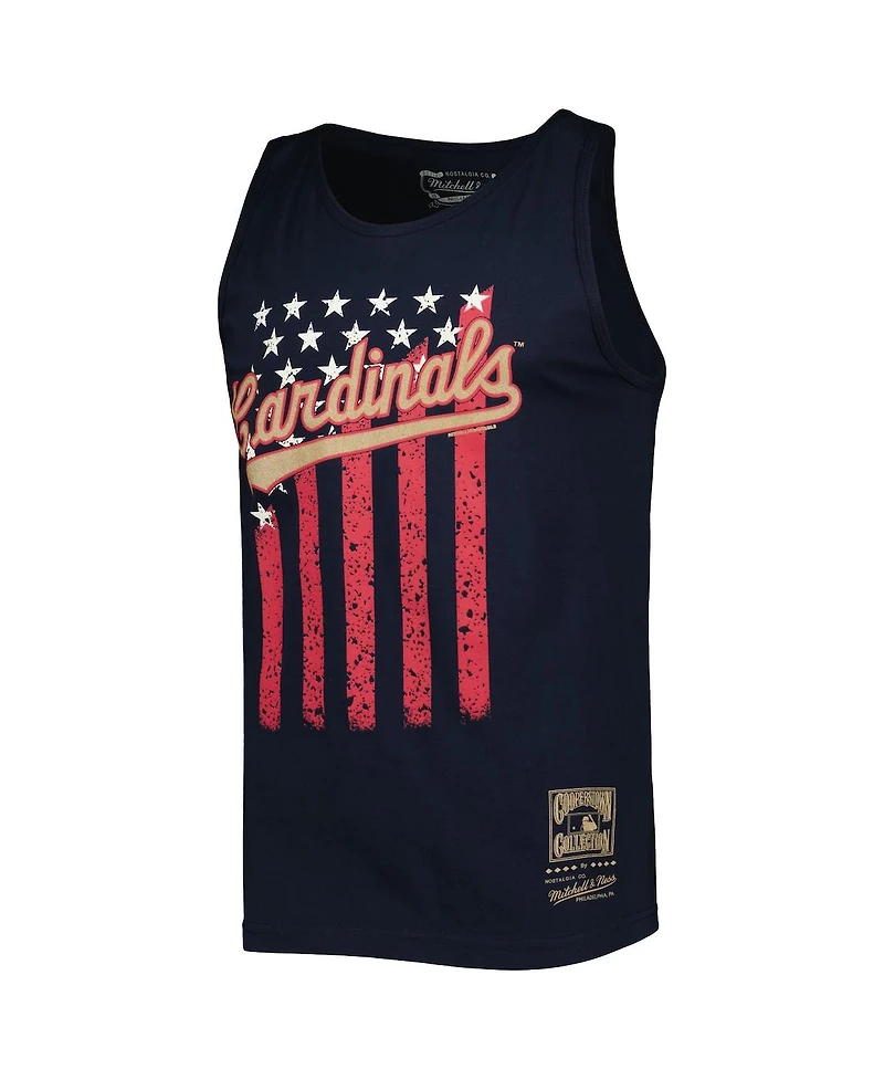 Men's Mitchell & Ness Navy St. Louis Cardinals Cooperstown Collection Stars and Stripes Tank Top
