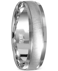 Men's Beveled Edge Satin Finish Comfort Fit Wedding Band 14k White Gold