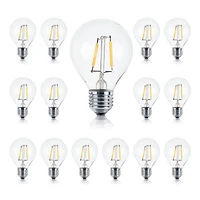 Brightech 15 Pack Bulbs - G40 Edison Bulb, 1 Watt, 2700K Soft White Hue