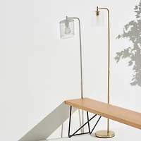 Elizabeth Modern Led Gold Floor Lamp with Glass Shade (66"), Edison Bulb Included