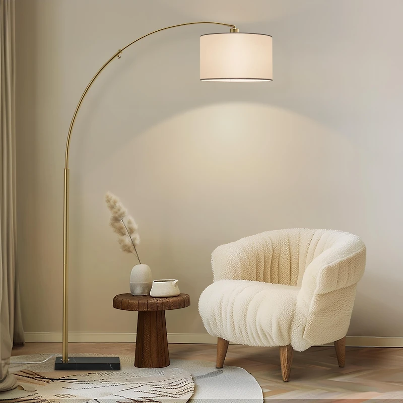 Logan Contemporary Arc Led Floor Lamp with Marble Base (76")
