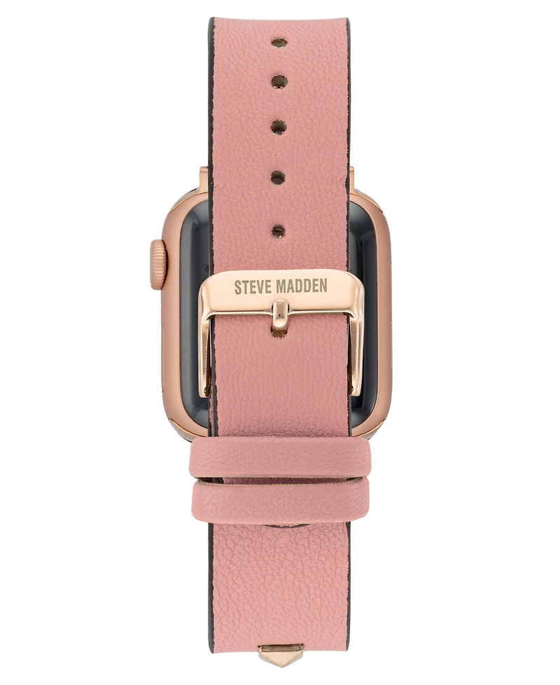Steve Madden Women's Pink Faux Leather Stud Accented Band designed for Apple Watch 42mm (Series 10) & 38/40/41mm