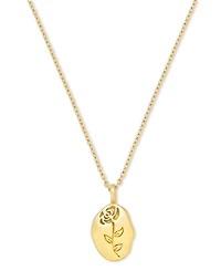 Lola Ade 18k Gold-Plated Stainless Steel Flower-Etched Pendant Necklace, 20" + 2-1/2" extender