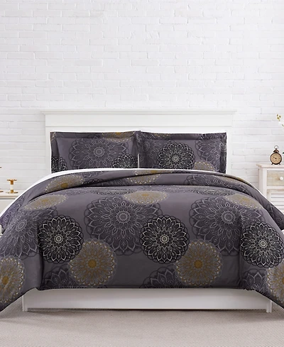 Southshore Fine Linens Midnight Floral 3-Pc. Comforter Set