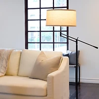 Ava 61" Led Modern Standing Floor Lamp with Fabric Drum Shade