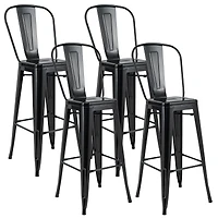 Costway Set of 4 High Back Metal Stool 30'' Seat Bar Height
