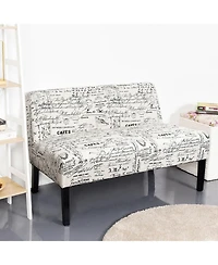Costway Armless Loveseat Sofa Fabric Settee Bench Bed Chair