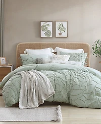 Peri Home Chenille Rose Green 3 Piece Comforter Set, Full/Queen
