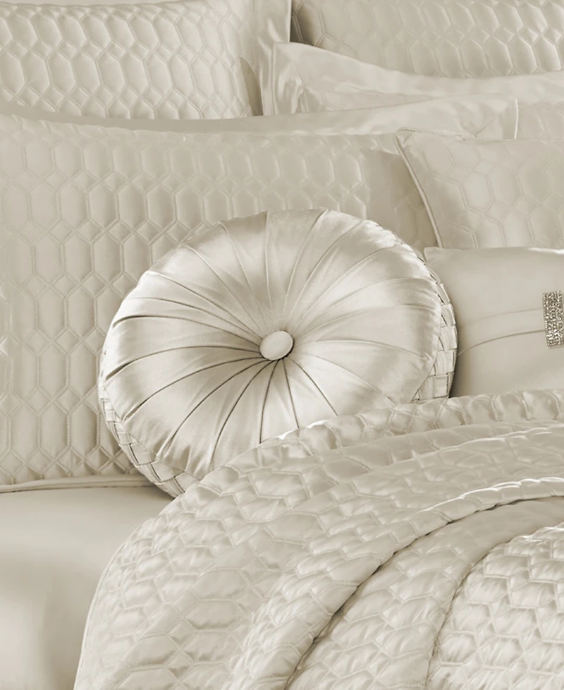 J Queen New York Satinique Tufted Decorative Pillow, 15" Round