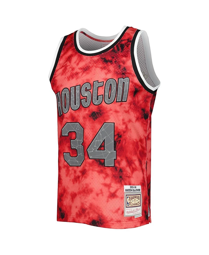 Men's Mitchell & Ness Hakeem Olajuwon Red Houston Rockets 1993-94 Galaxy Swingman Jersey