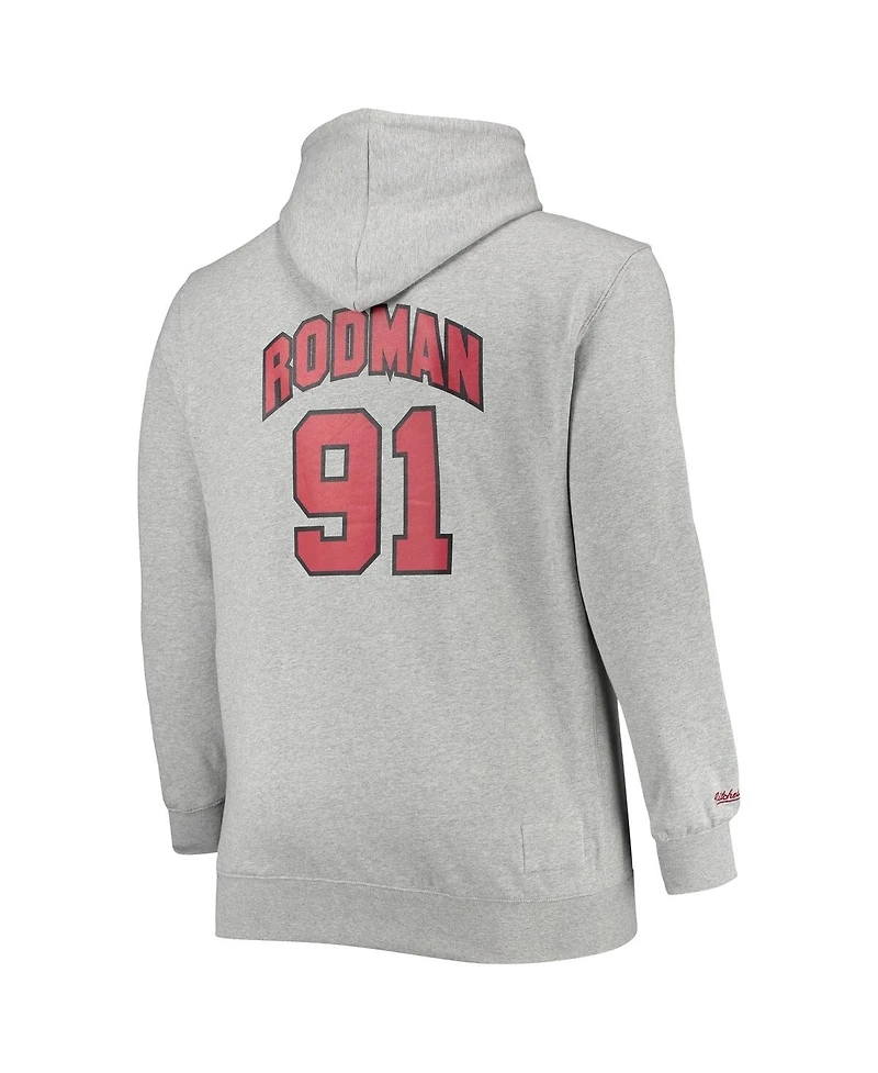 Men's Mitchell & Ness Dennis Rodman Heathered Gray Chicago Bulls Big and Tall Name Number Pullover Hoodie