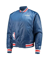 Men's Nike Blue Nba 75th Anniversary Courtside Satin Full-Snap Jacket
